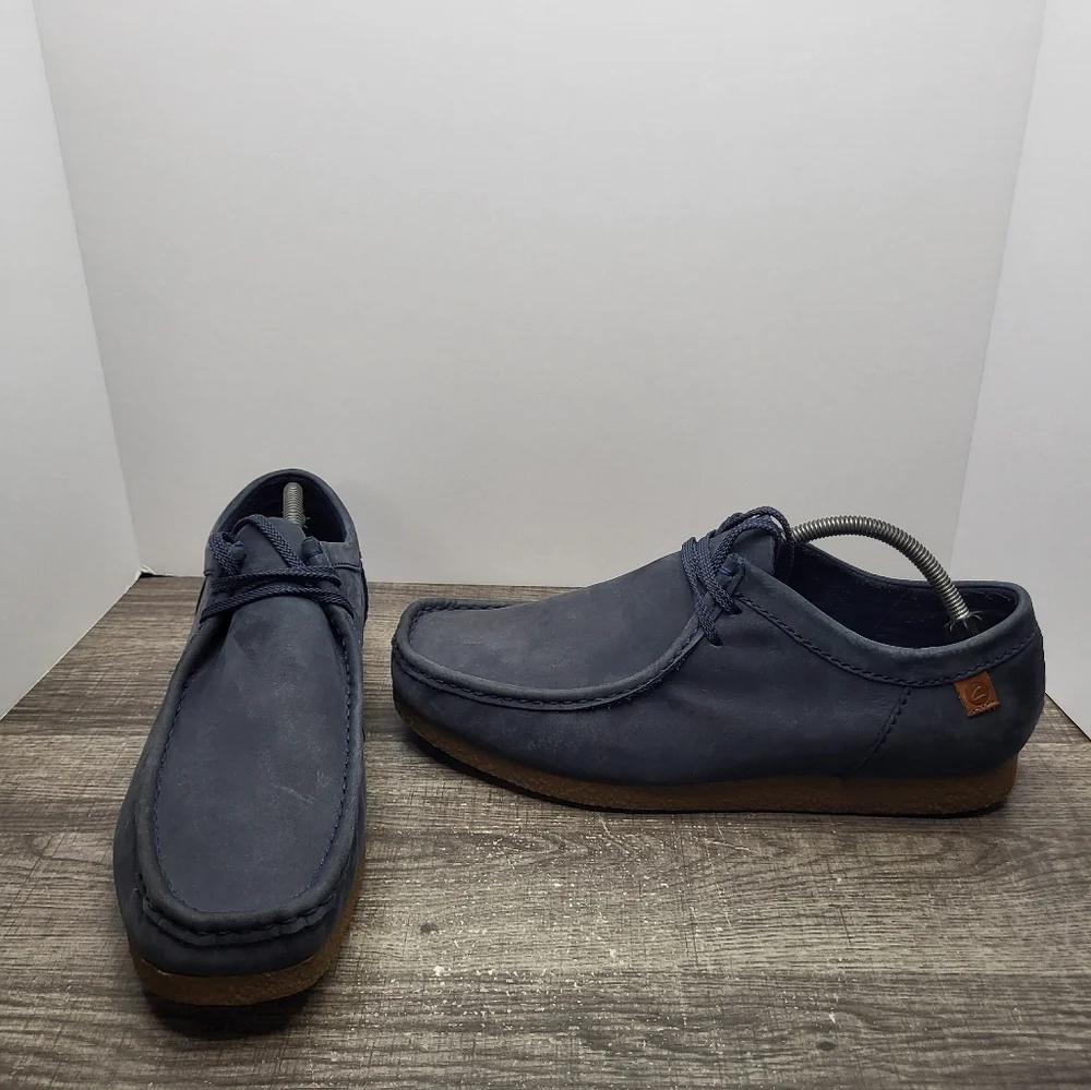Clarks Collection Wallabees Shoes Men Size 12 Blue Suede Leather Moccasin 15522